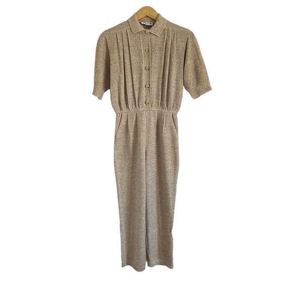 VINTAGE 80s ST. JOHN Santana Knit Short Sleeve Jumpsuit - Picture 4 of 15